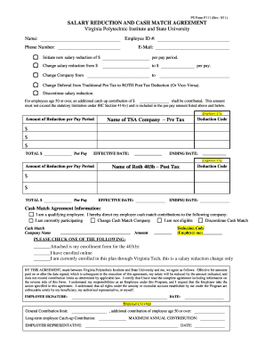 Salary Reduction and Cash Match Agreement