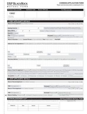 DSP BlackRock Mutual Fund Application Form