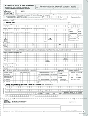 ICICI Prudential Mutual Fund Application Form
