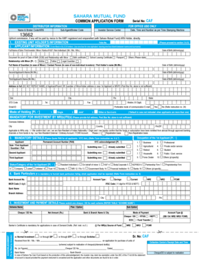 Sahara Mutual Fund Common Application Form