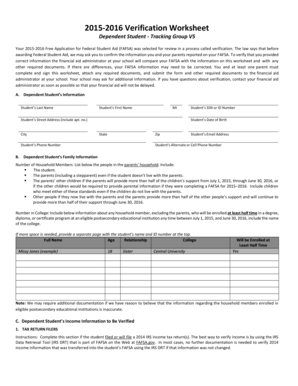 2015-2016 Verification Worksheet