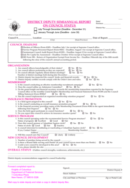 Knights of Columbus District Deputy Semiannual Report