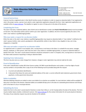 North Carolina State Absentee Ballot Request Form
