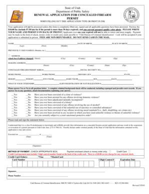 Utah Concealed Firearm Permit Renewal Application