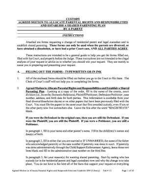 Agreed Motion to Allocate Parental Rights and Responsibilities