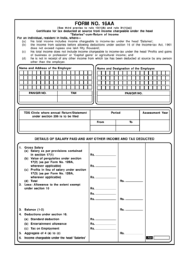 Form 16AA Tax Deducted at Source Certificate