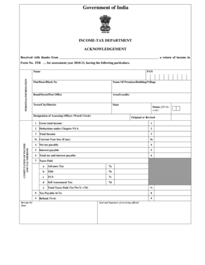 Income Tax Return Acknowledgment