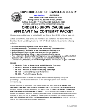 Order to Show Cause and Affidavit for Contempt