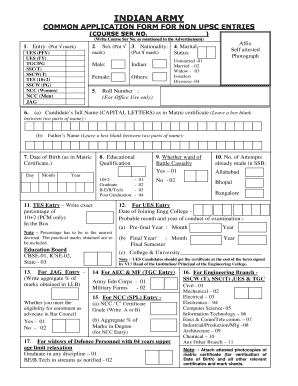 Indian Army Common Application Form