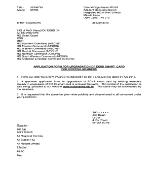 Application Form for Upgradation of ECHS Smart Card