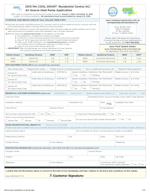 2015 Massachusetts COOL SMART Rebate Application
