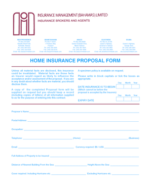 Home Insurance Proposal Form