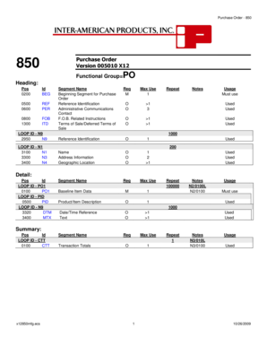 Purchase Order Form 850