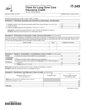 New York Long-Term Care Insurance Credit Form IT-249