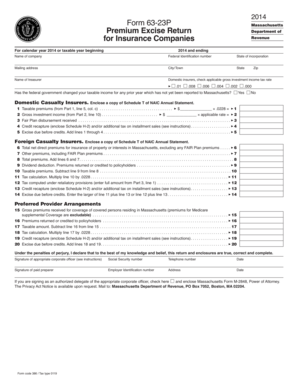 Massachusetts Premium Excise Return Form 63-23P