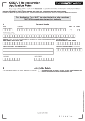 OEIC/UT Re-registration Application Form
