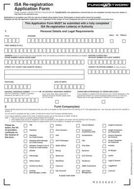UK ISA Re-registration Application Form