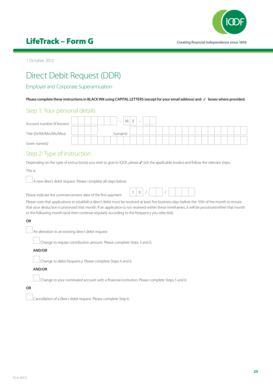 LifeTrack Direct Debit Request Form