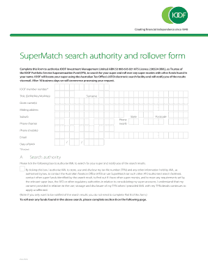 SuperMatch Search Authority and Rollover Form
