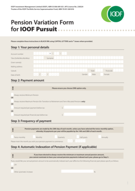 IOOF Pension Variation Form