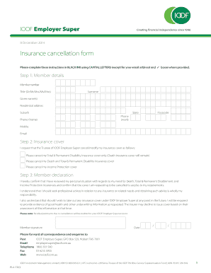 IOOF Employer Super Insurance Cancellation Form