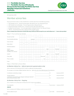 IOOF Member Advice Fees Form