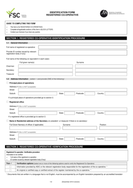 Registered Co-operative Identification Form