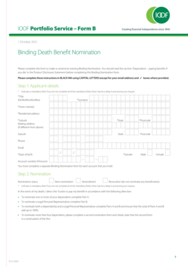 IOOF Binding Death Benefit Nomination Form