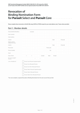 Revocation of Binding Nomination Form