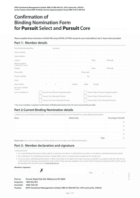 Confirmation of Binding Nomination Form