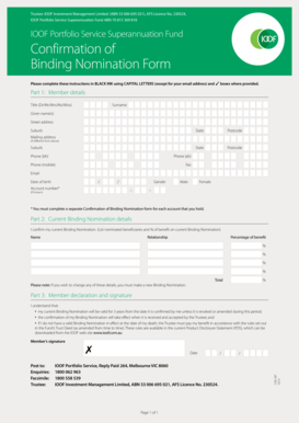 Confirmation of Binding Nomination Form