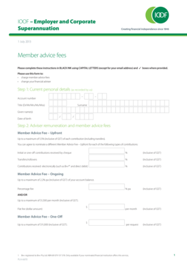 IOOF Member Advice Fee Form