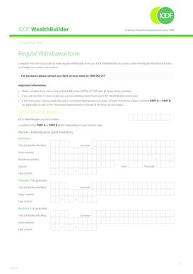 IOOF WealthBuilder Regular Withdrawal Form