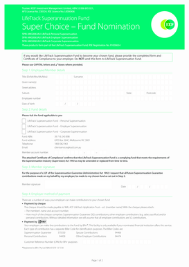 LifeTrack Superannuation Fund Nomination Form