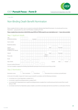 Non-Binding Death Benefit Nomination Form