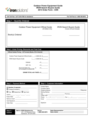 Outdoor Power Equipment Order Form