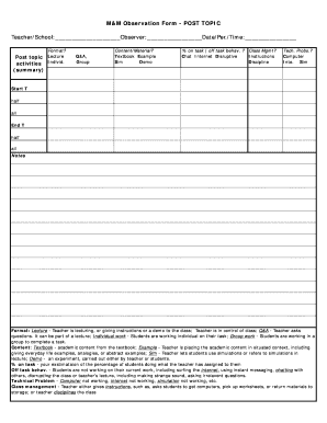 M&M Observation Form