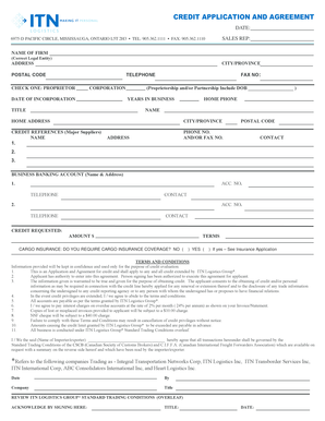 Credit Application and Agreement