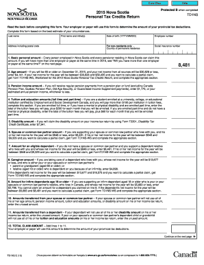 Nova Scotia Personal Tax Credits Return