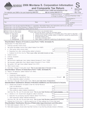 Montana S Corporation Information and Composite Tax Return