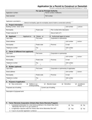 Application for a Permit to Construct or Demolish