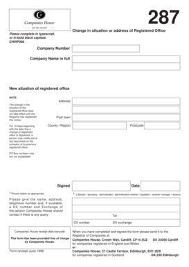Change in Situation or Address of Registered Office