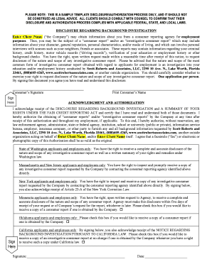 Background Investigation Disclosure and Authorization Form