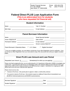 Federal Direct PLUS Loan Application Form