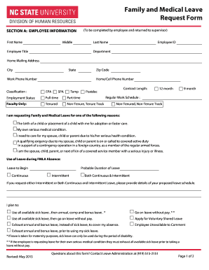 Medical leave certificate format for students - UAHSF FAMILY MEDICAL LEAVE OF ABSENCE REQUEST FORM - ncsu