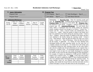 New York Domestic Violence Shelter Admission and Discharge Form