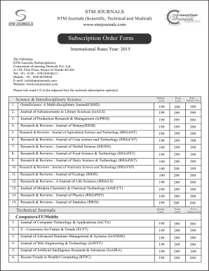 STM Journals Subscription Order Form