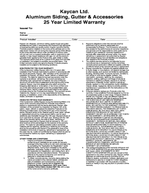 Kaycan Aluminum Siding 25 Year Limited Warranty