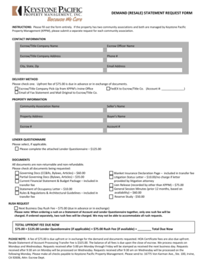 Resale Demand Statement Request Form