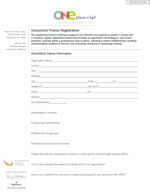 Nonprofit Consultant Trainer Registration Form